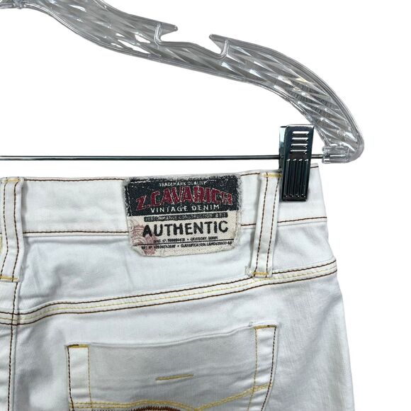 Z Cavaricci Womens Jeans Straight Stretch‎ Topstitch 5 Pocket Zip Off White Sz 3 - Picture 7 of 7